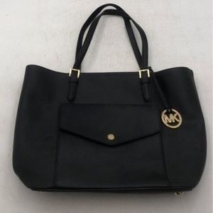 Michael Kors Womens Black Saffiano Leather Inner Pockets Double Handle Tote Bag